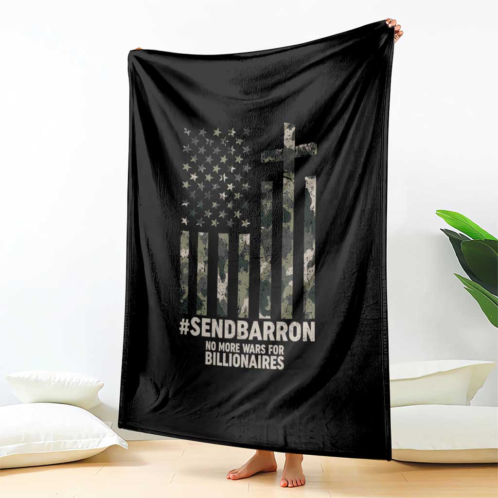 Send Barron Throw Blanket Vintage American Flag Camo Hashtag Protest Meme