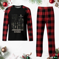 Send Barron Plaid Pajama Set Vintage American Flag Camo Hashtag Protest Meme