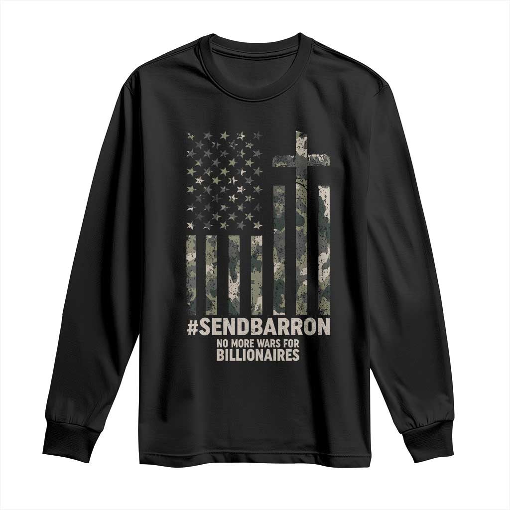 Send Barron Long Sleeve Shirt Vintage American Flag Camo Hashtag Protest Meme
