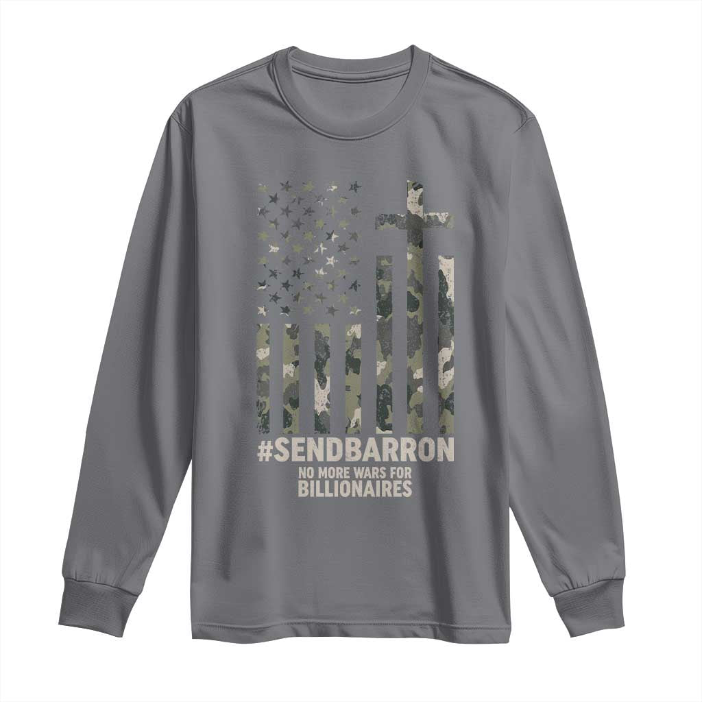 Send Barron Long Sleeve Shirt Vintage American Flag Camo Hashtag Protest Meme