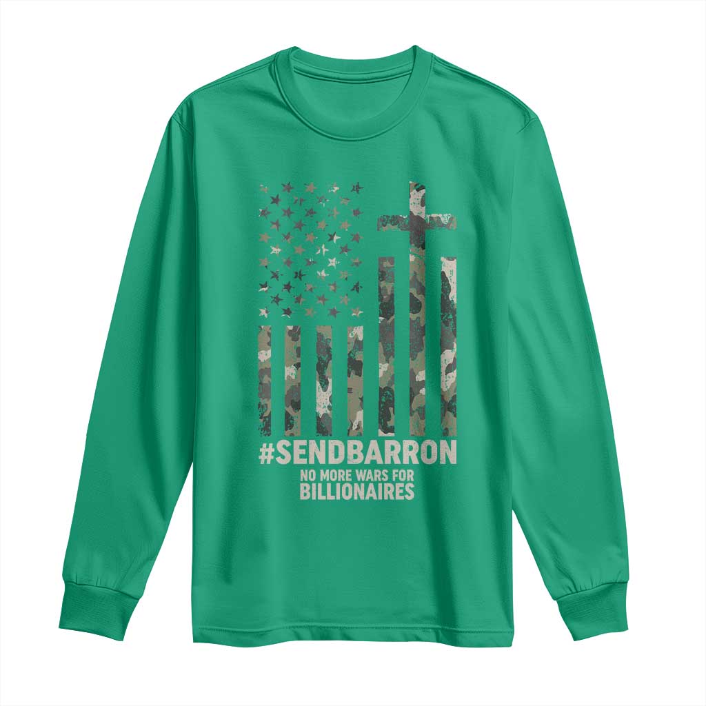 Send Barron Long Sleeve Shirt Vintage American Flag Camo Hashtag Protest Meme
