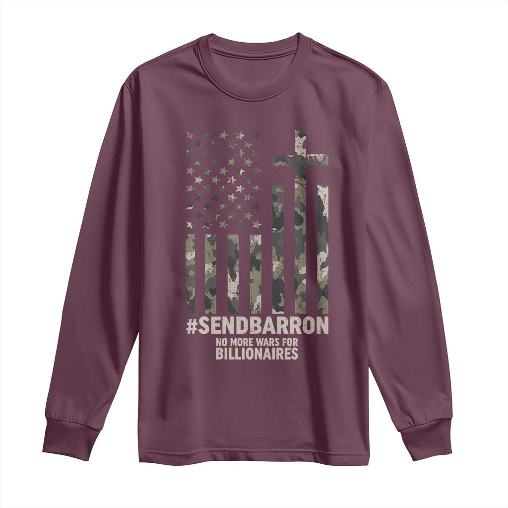 Send Barron Long Sleeve Shirt Vintage American Flag Camo Hashtag Protest Meme