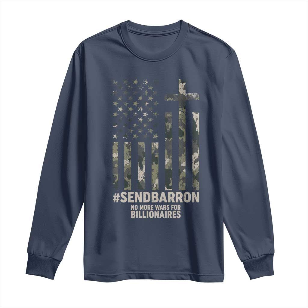 Send Barron Long Sleeve Shirt Vintage American Flag Camo Hashtag Protest Meme