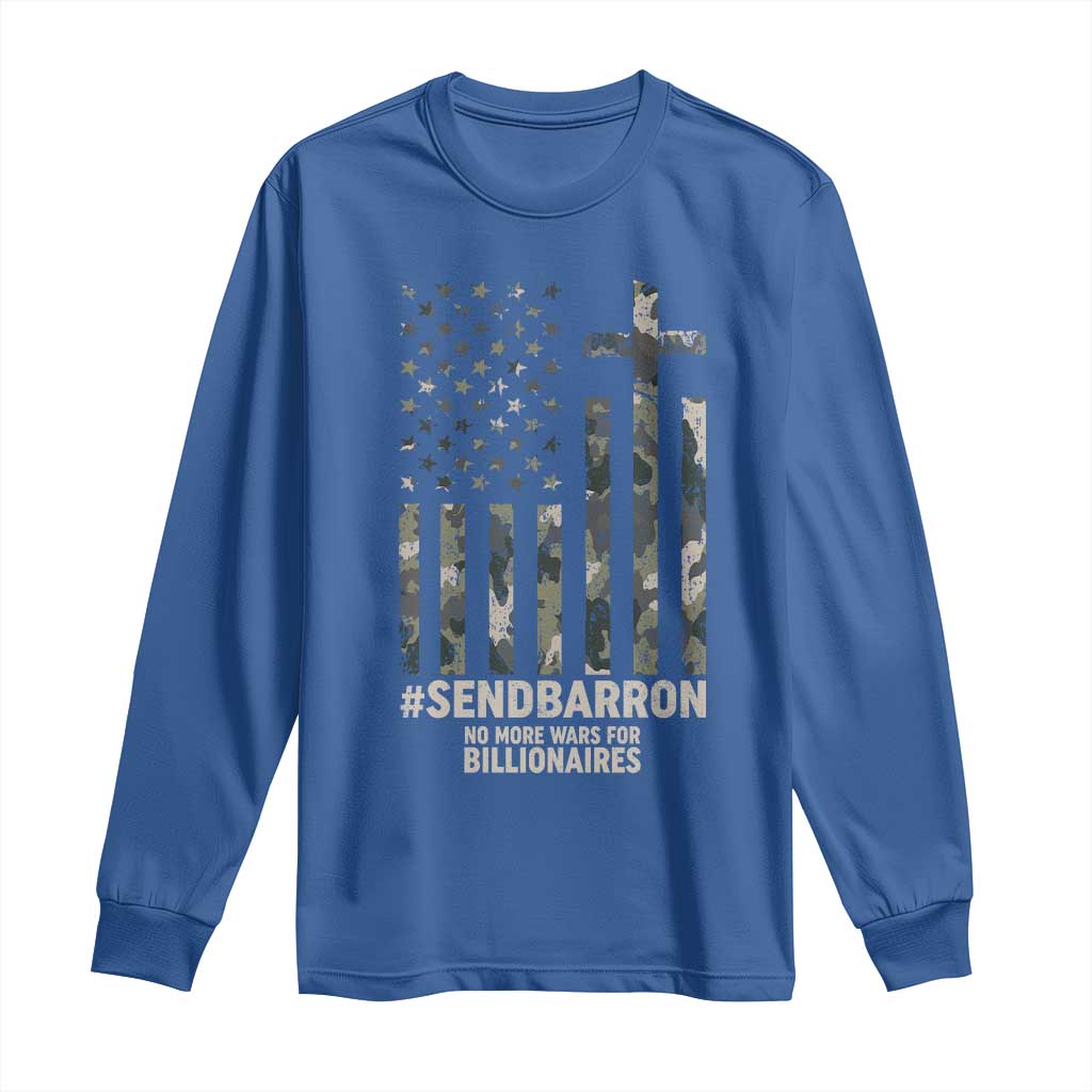 Send Barron Long Sleeve Shirt Vintage American Flag Camo Hashtag Protest Meme