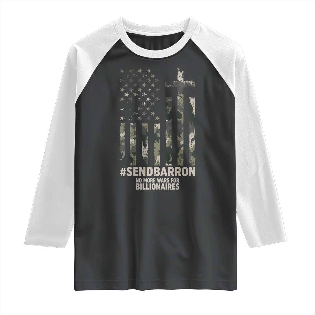 Send Barron Raglan Shirt Vintage American Flag Camo Hashtag Protest Meme