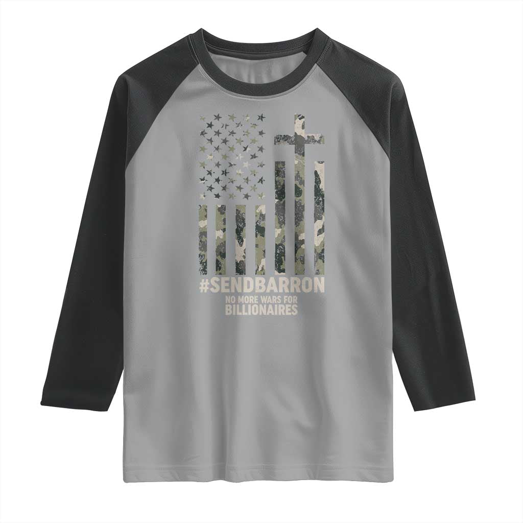 Send Barron Raglan Shirt Vintage American Flag Camo Hashtag Protest Meme