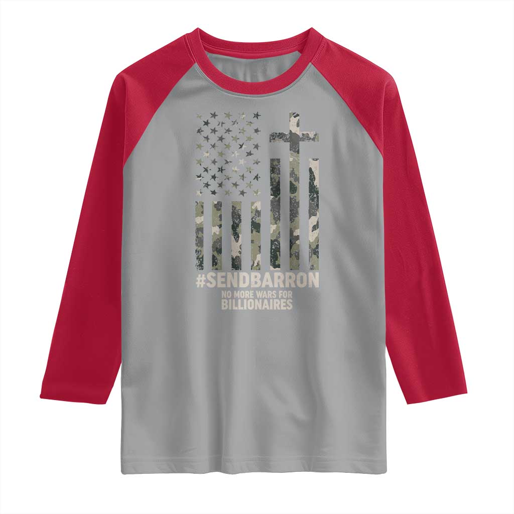 Send Barron Raglan Shirt Vintage American Flag Camo Hashtag Protest Meme