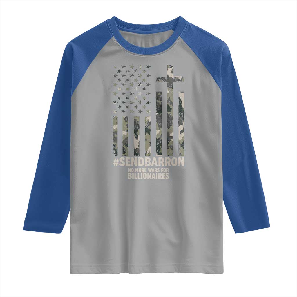 Send Barron Raglan Shirt Vintage American Flag Camo Hashtag Protest Meme