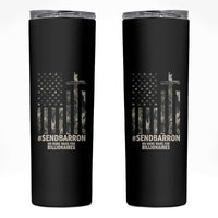 Send Barron Skinny Tumbler Vintage American Flag Camo Hashtag Protest Meme