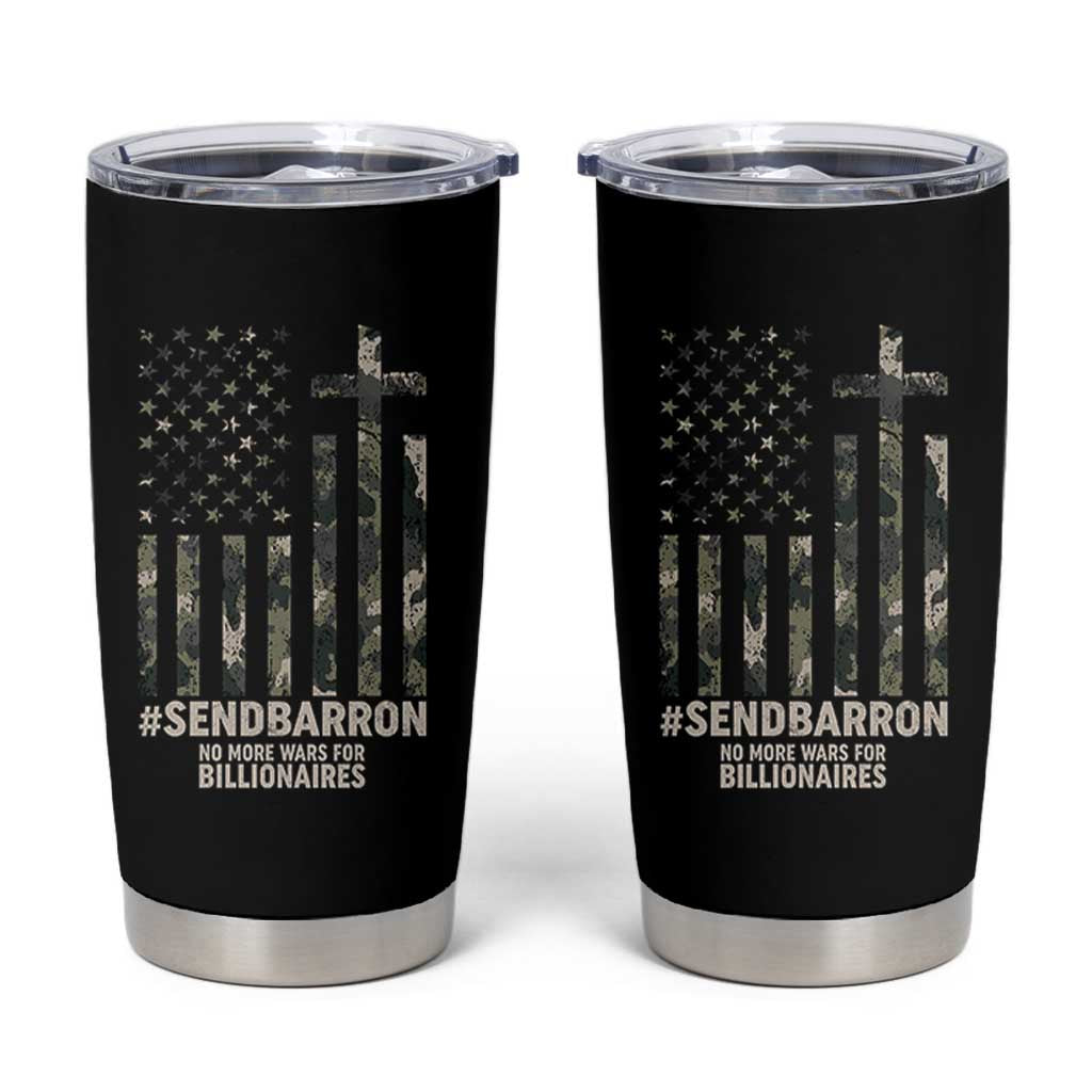 Send Barron Tumbler Cup Vintage American Flag Camo Hashtag Protest Meme