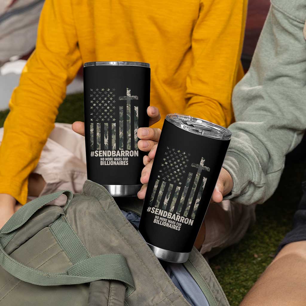 Send Barron Tumbler Cup Vintage American Flag Camo Hashtag Protest Meme
