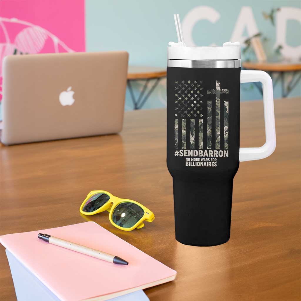 Send Barron Tumbler With Handle Vintage American Flag Camo Hashtag Protest Meme