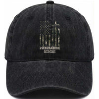 Send Barron Washed Cotton Baseball Cap Vintage American Flag Camo Hashtag Protest Meme