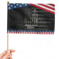 Send Barron Patriotic Handheld Flag Vintage American Flag Camo Hashtag Protest Meme