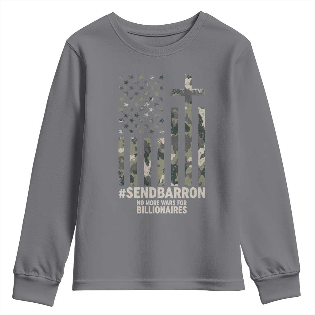 Send Barron Youth Sweatshirt Vintage American Flag Camo Hashtag Protest Meme