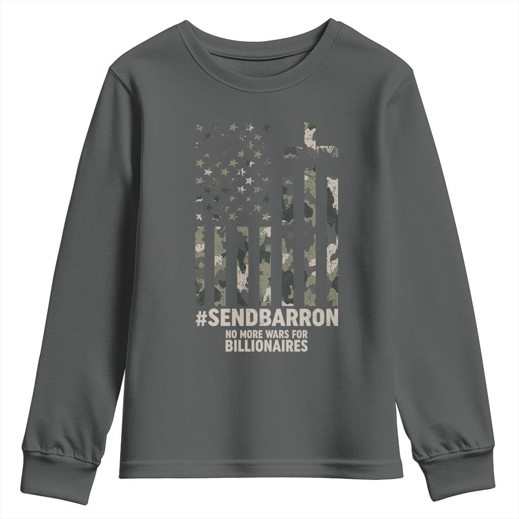 Send Barron Youth Sweatshirt Vintage American Flag Camo Hashtag Protest Meme