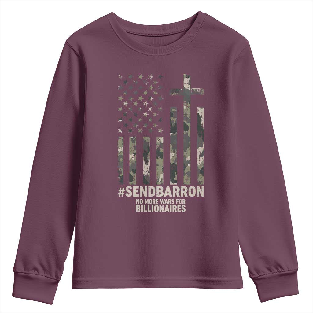 Send Barron Youth Sweatshirt Vintage American Flag Camo Hashtag Protest Meme