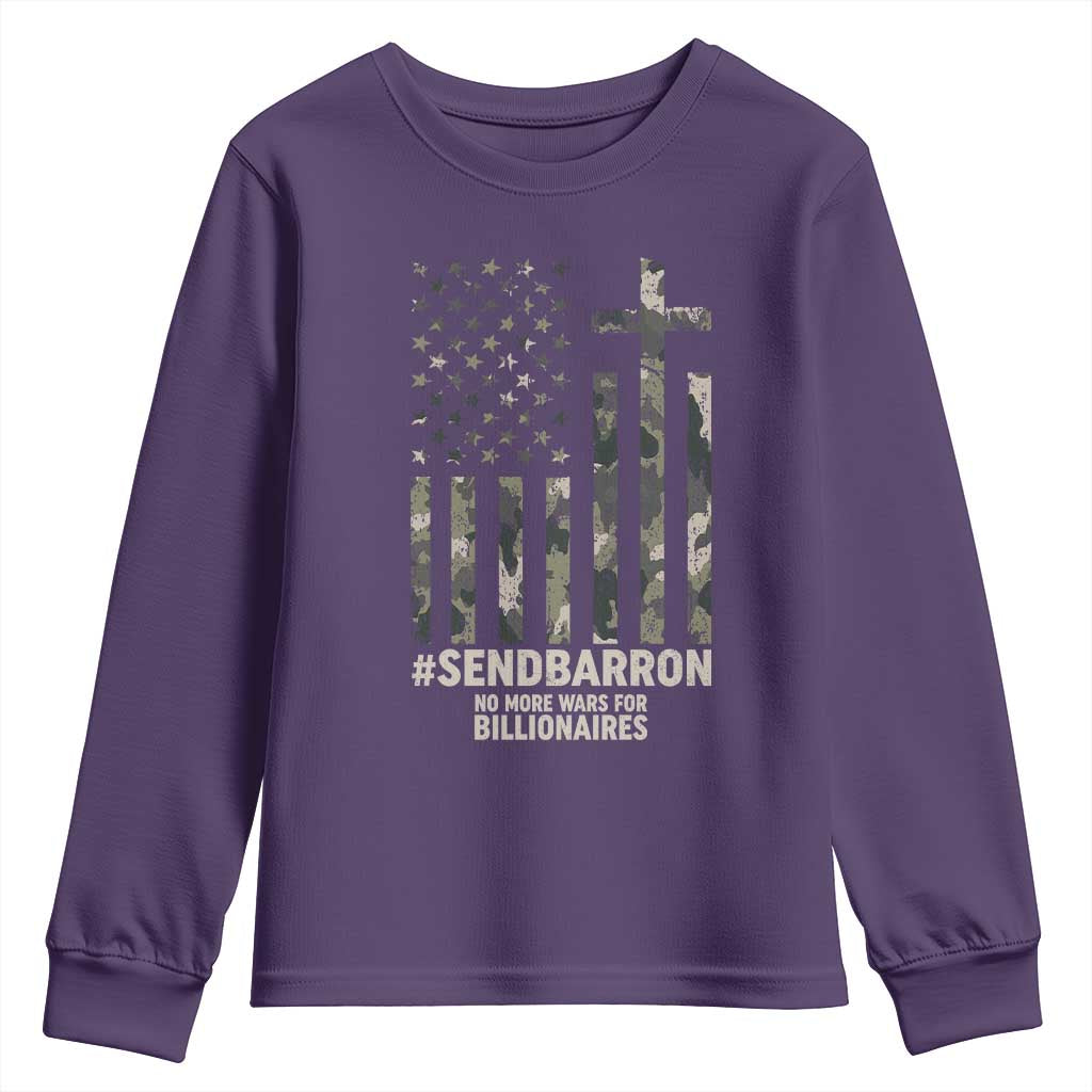 Send Barron Youth Sweatshirt Vintage American Flag Camo Hashtag Protest Meme