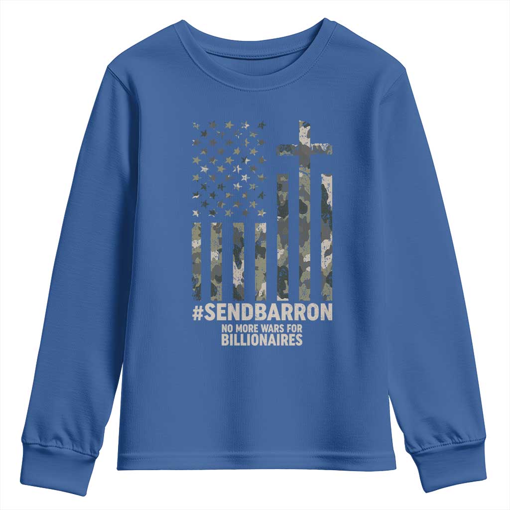 Send Barron Youth Sweatshirt Vintage American Flag Camo Hashtag Protest Meme