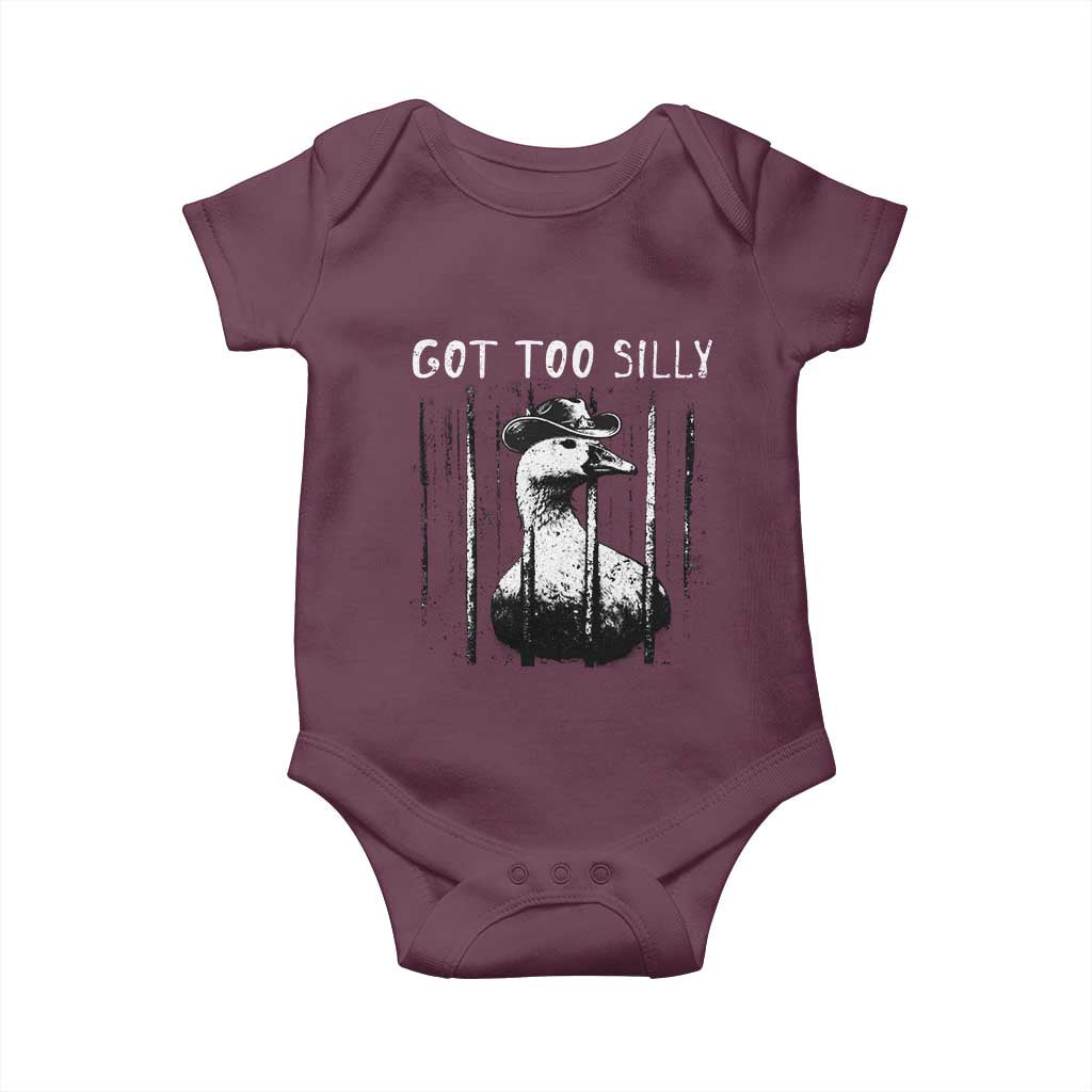 Got Too Silly Goose Meme Baby Onesie Funny Cowboy Goose Jailbird Prison