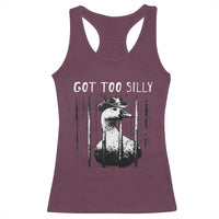 Got Too Silly Goose Meme Racerback Tank Top Funny Cowboy Goose Jailbird Prison