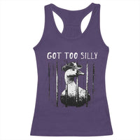 Got Too Silly Goose Meme Racerback Tank Top Funny Cowboy Goose Jailbird Prison