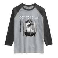 Got Too Silly Goose Meme Raglan Shirt Funny Cowboy Goose Jailbird Prison