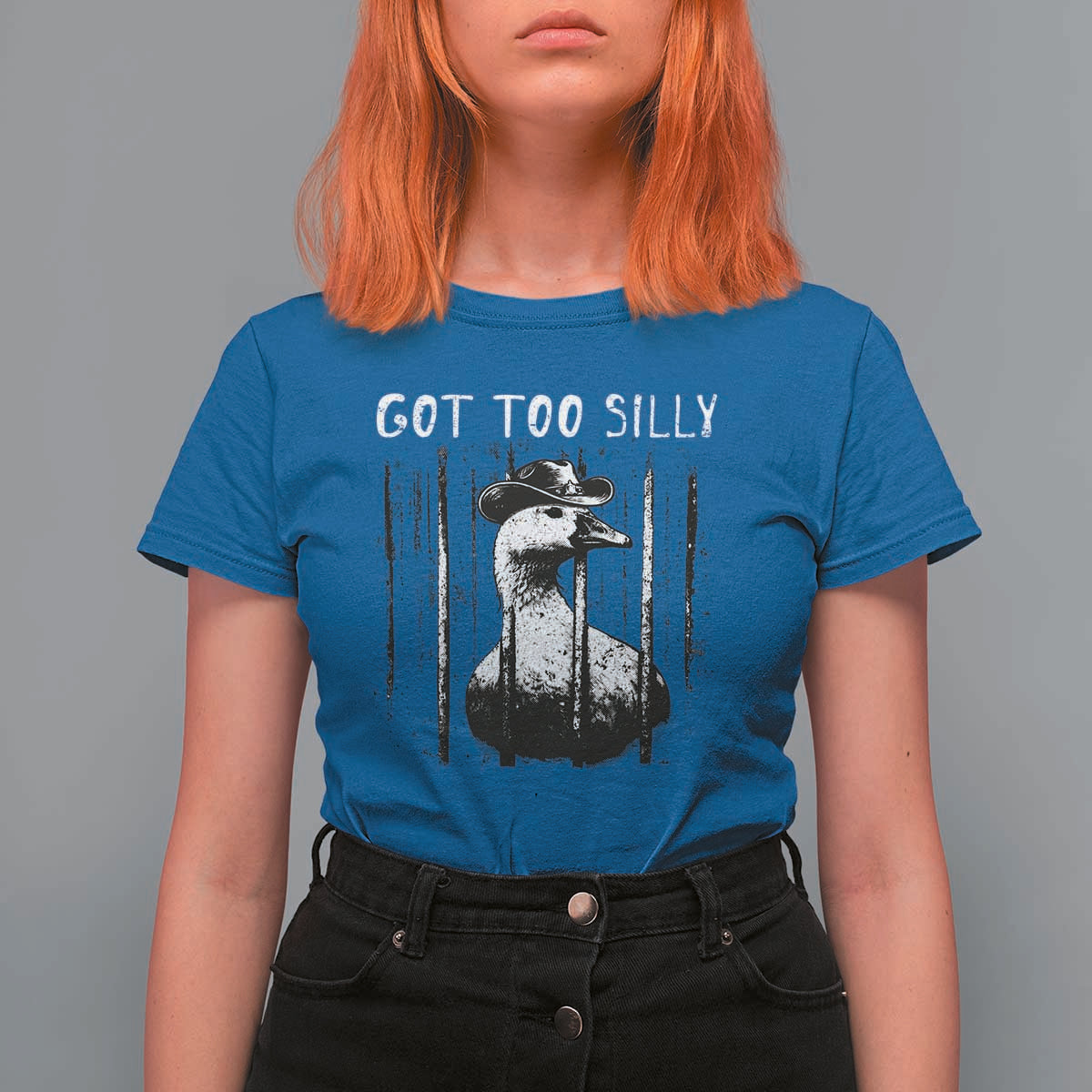 Got Too Silly Goose Meme T Shirt For Women Funny Cowboy Goose Jailbird Prison