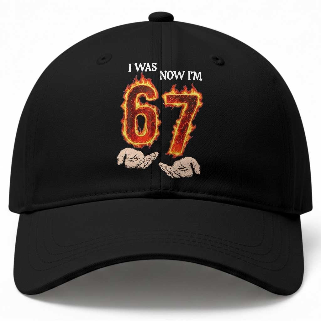 I Was 6 Now I'm 7 Birthday Baseball Cap Funny Six Seven Meme 67 Flame