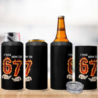 I Was 6 Now I'm 7 Birthday 4 in 1 Can Cooler Tumbler Funny Six Seven Meme 67 Flame