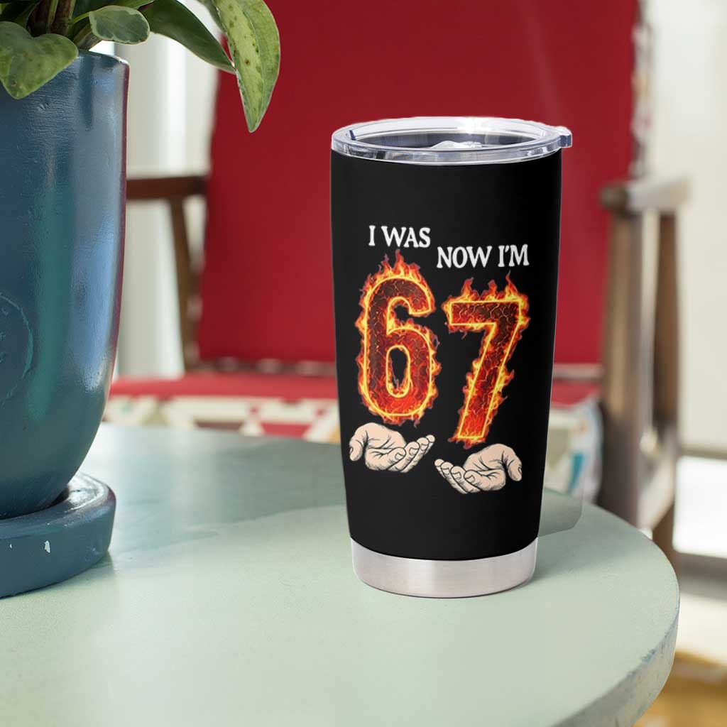 I Was 6 Now I'm 7 Birthday Tumbler Cup Funny Six Seven Meme 67 Flame