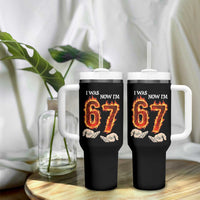 I Was 6 Now I'm 7 Birthday Tumbler With Handle Funny Six Seven Meme 67 Flame