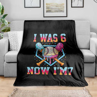 I Was 6 Now I'm 7 Throw Blanket Baseball Ice Cream Drip Number 67 Player 67th Birthday