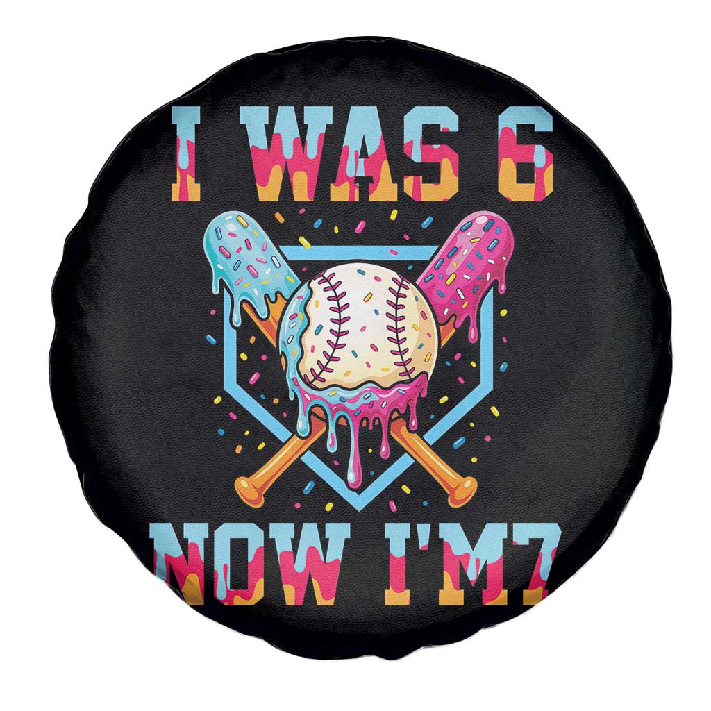I Was 6 Now I'm 7 Spare Tire Cover Baseball Ice Cream Drip Number 67 Player 67th Birthday