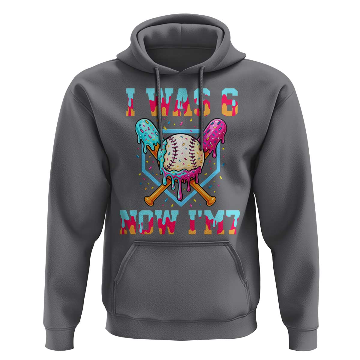I Was 6 Now I'm 7 Hoodie Baseball Ice Cream Drip Number 67 Player 67th Birthday