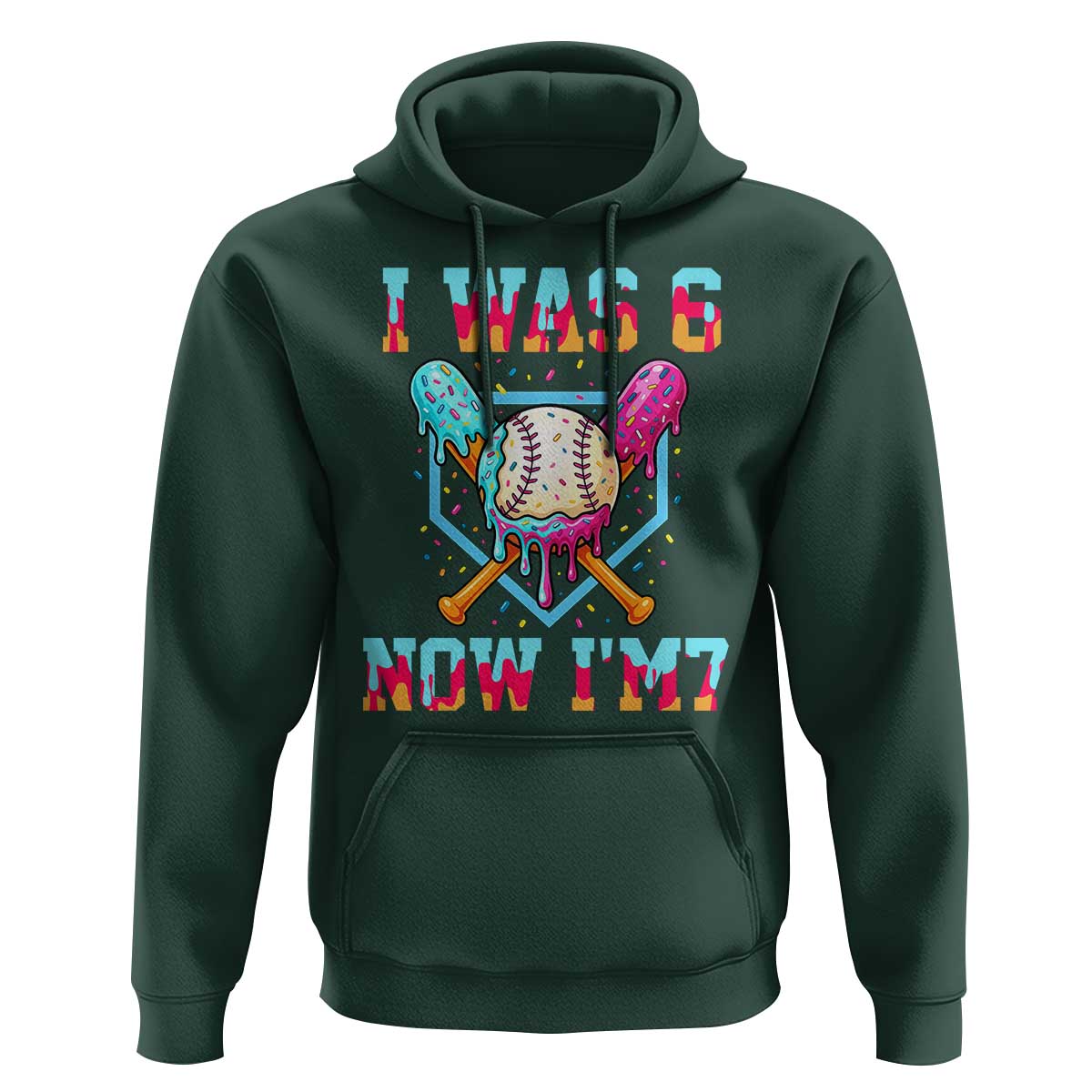 I Was 6 Now I'm 7 Hoodie Baseball Ice Cream Drip Number 67 Player 67th Birthday