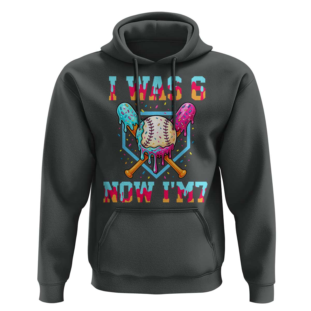 I Was 6 Now I'm 7 Hoodie Baseball Ice Cream Drip Number 67 Player 67th Birthday