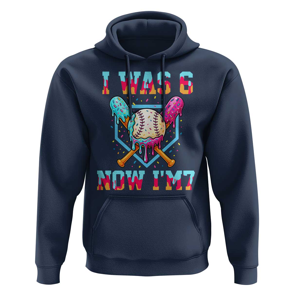 I Was 6 Now I'm 7 Hoodie Baseball Ice Cream Drip Number 67 Player 67th Birthday