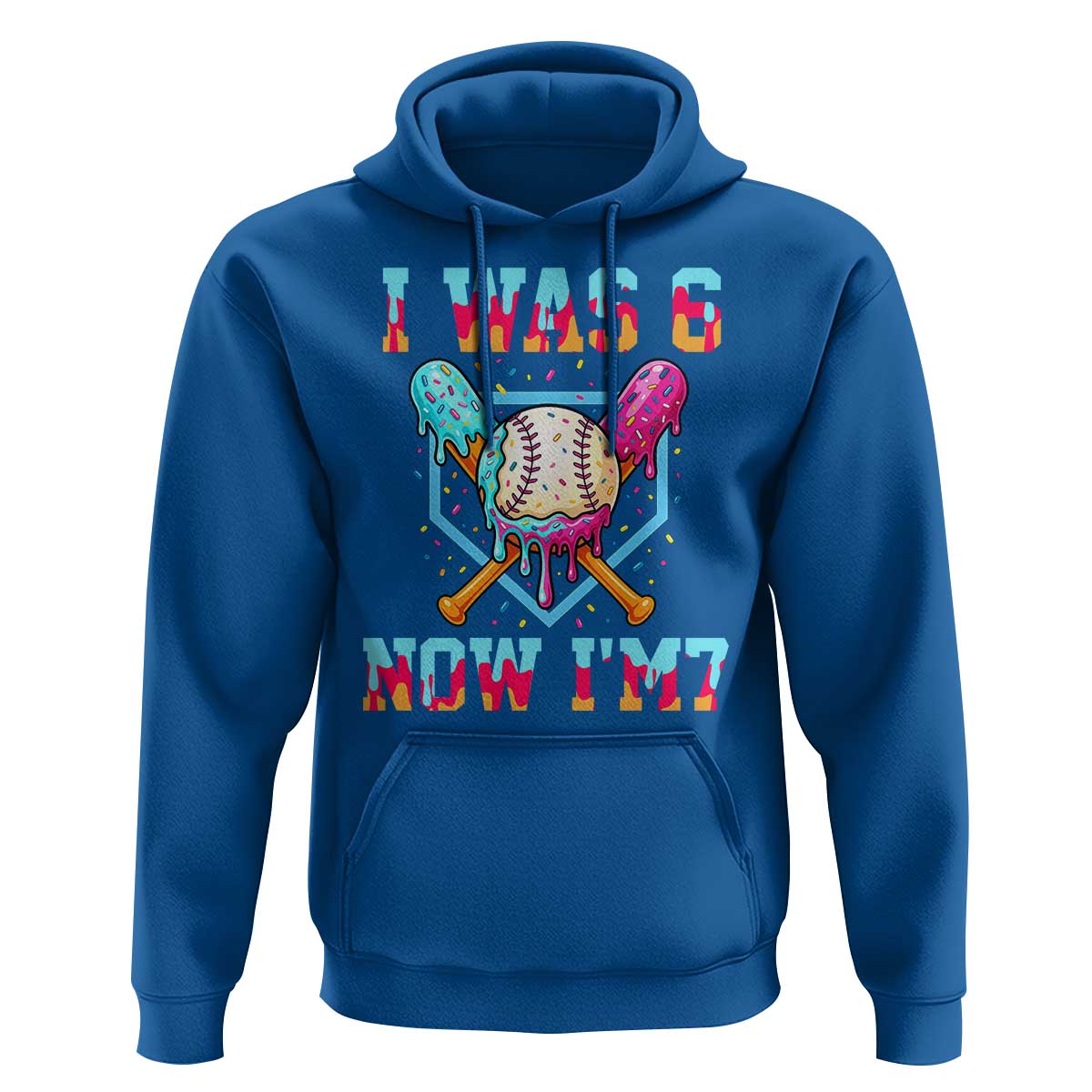 I Was 6 Now I'm 7 Hoodie Baseball Ice Cream Drip Number 67 Player 67th Birthday