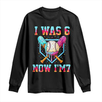 I Was 6 Now I'm 7 Long Sleeve Shirt Baseball Ice Cream Drip Number 67 Player 67th Birthday