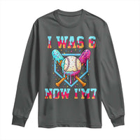 I Was 6 Now I'm 7 Long Sleeve Shirt Baseball Ice Cream Drip Number 67 Player 67th Birthday