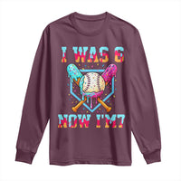 I Was 6 Now I'm 7 Long Sleeve Shirt Baseball Ice Cream Drip Number 67 Player 67th Birthday