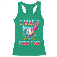 I Was 6 Now I'm 7 Racerback Tank Top Baseball Ice Cream Drip Number 67 Player 67th Birthday