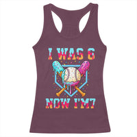 I Was 6 Now I'm 7 Racerback Tank Top Baseball Ice Cream Drip Number 67 Player 67th Birthday
