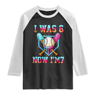 I Was 6 Now I'm 7 Raglan Shirt Baseball Ice Cream Drip Number 67 Player 67th Birthday