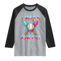 I Was 6 Now I'm 7 Raglan Shirt Baseball Ice Cream Drip Number 67 Player 67th Birthday