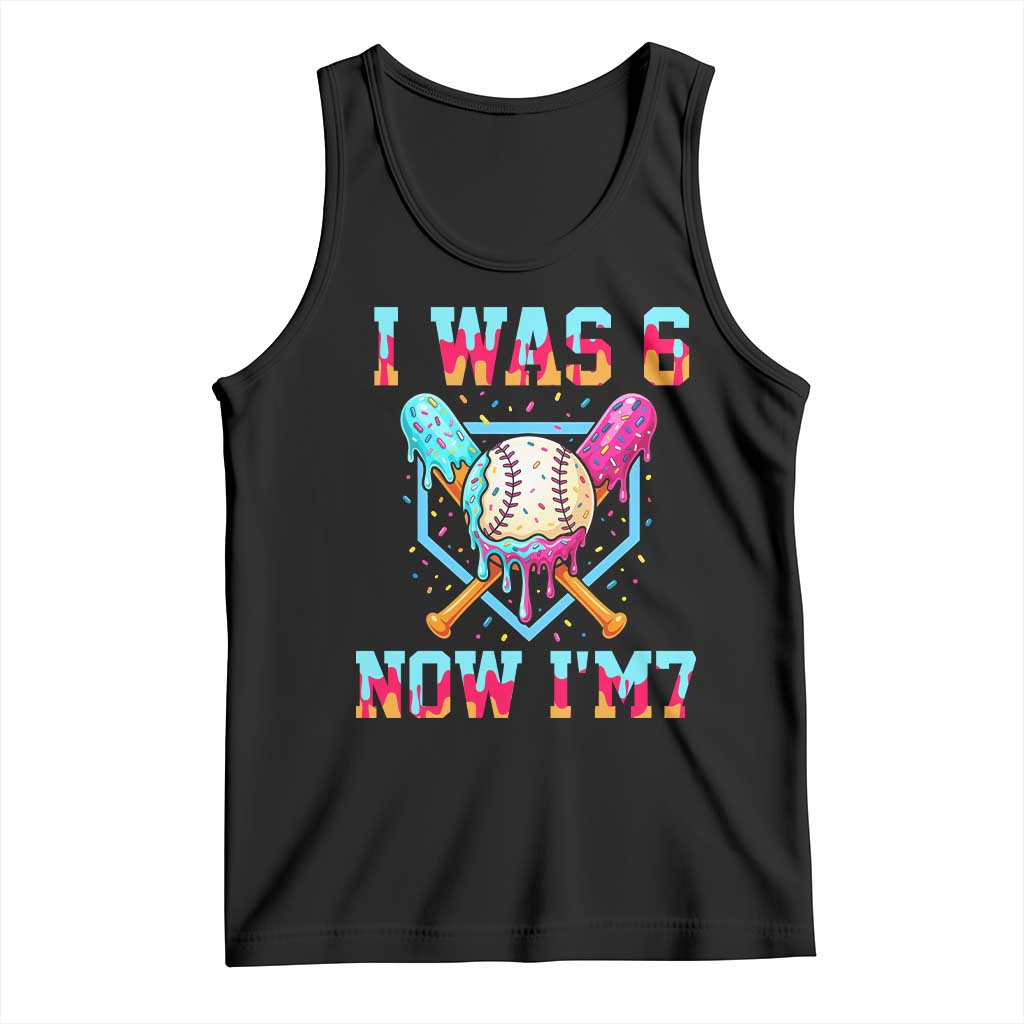 I Was 6 Now I'm 7 Tank Top Baseball Ice Cream Drip Number 67 Player 67th Birthday