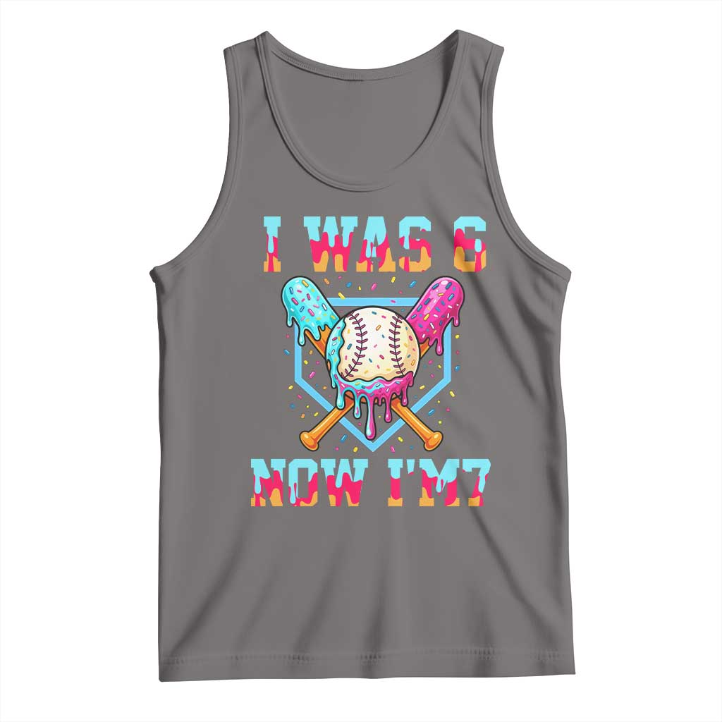 I Was 6 Now I'm 7 Tank Top Baseball Ice Cream Drip Number 67 Player 67th Birthday