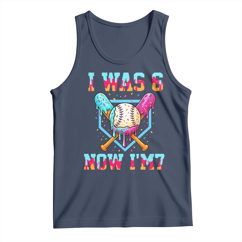 I Was 6 Now I'm 7 Tank Top Baseball Ice Cream Drip Number 67 Player 67th Birthday
