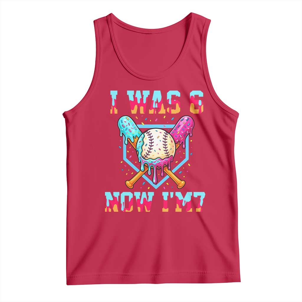 I Was 6 Now I'm 7 Tank Top Baseball Ice Cream Drip Number 67 Player 67th Birthday